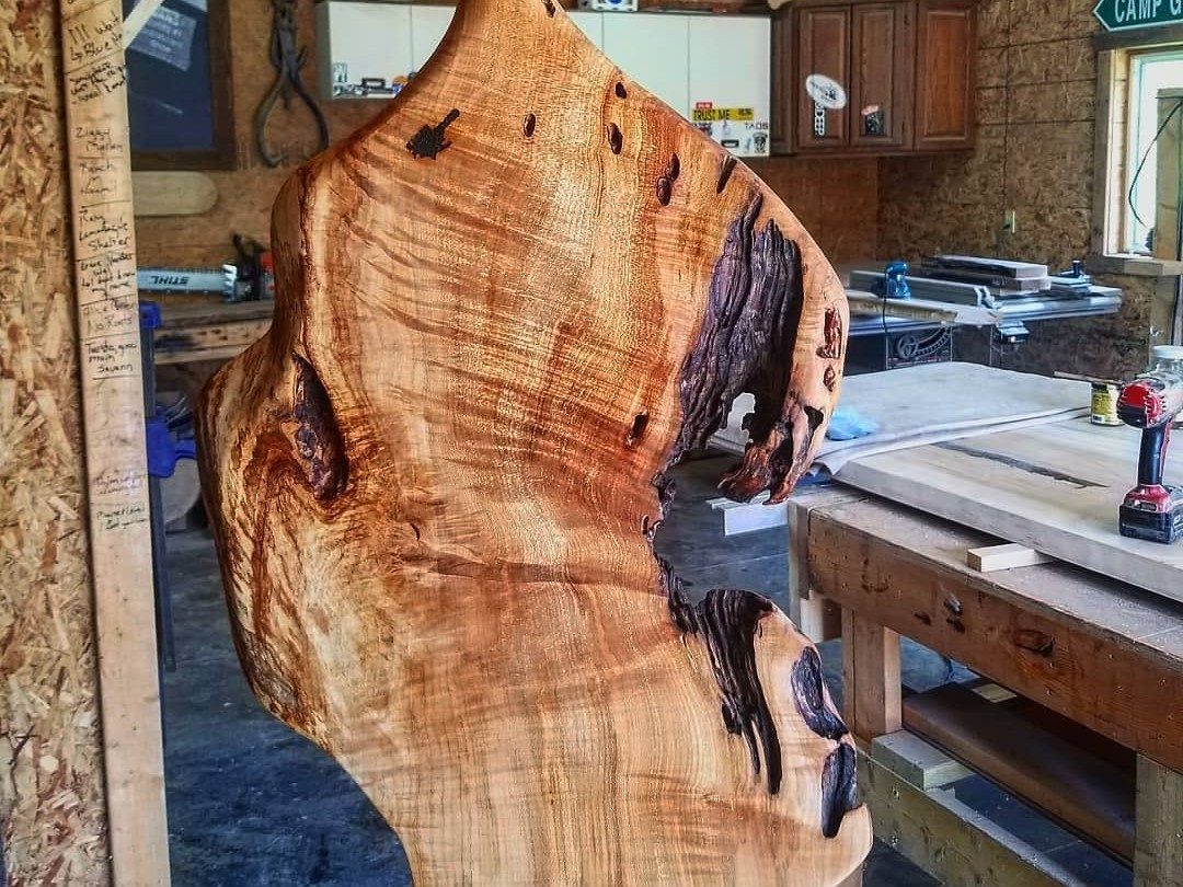 Live-edge spalted maple wall slab